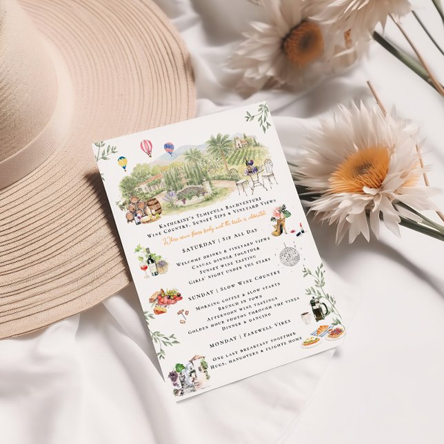 Invitación Itinerario de Despedida de Soltera en Temecula Win (Subido por el creador)