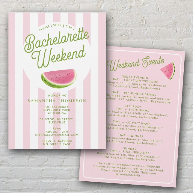 Invitación Itinerario de Despedida de Soltera Fin de Semana R (Bachelorette Itinerary Bach Weekend Retro Summer Invitation)