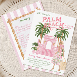 Invitación Itinerario de Despedida de Soltera Preppy Palm Bea