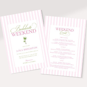 Invitación Itinerario de Despedida de Soltera Retro Rosa Verd