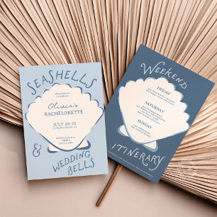 Invitación Itinerario de Despedida de Soltera Seashells & Wed