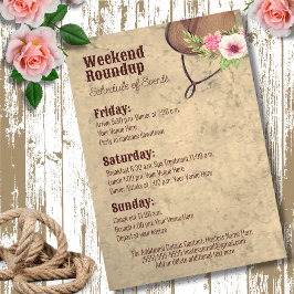 Invitación Itinerario de Despedida de Soltera Vaquera Rosa Rú