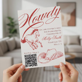 Invitación Itinerario de Despedida de Soltera Western Rojo Il