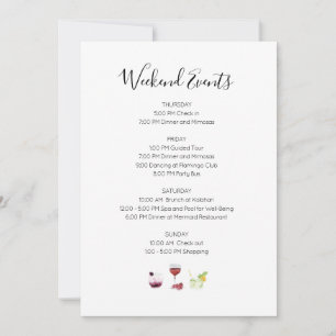 Invitación Itinerario de Eventos de Fin de Semana Elegantes