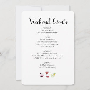 Invitación Itinerario de eventos de fin de semana elegantes