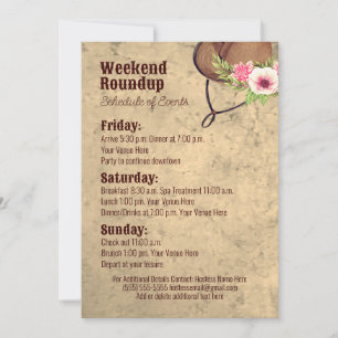 Invitación Itinerario de fiesta de destino floral rústico de