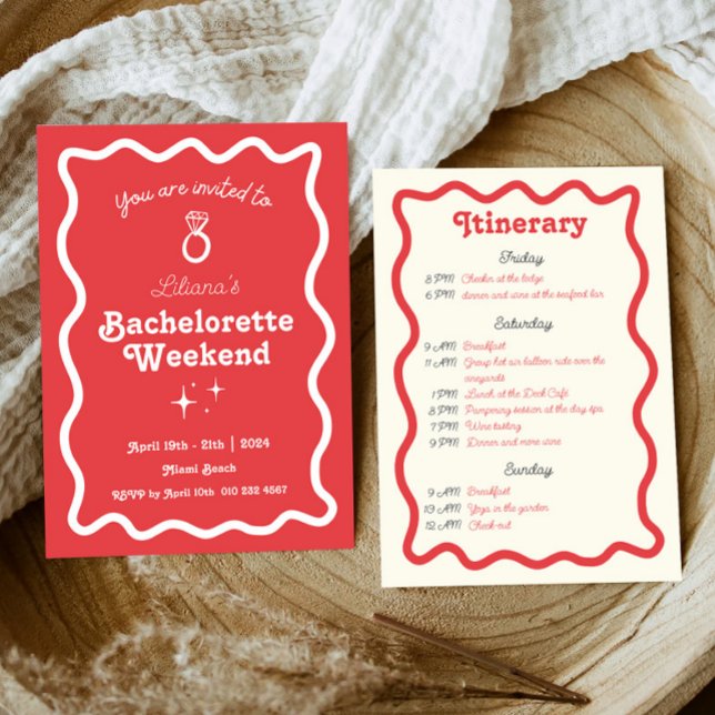 Invitación Itinerario de fin de semana de Bachelorette de Ola (Subido por el creador)