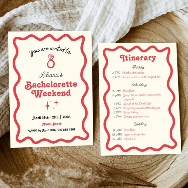 Invitación Itinerario de fin de semana de Bachelorette de Ola (Subido por el creador)