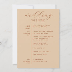 Invitación Itinerario de Fin de Semana de Boda   Cronología P