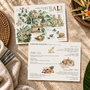 Invitación Itinerario de fin de semana de boda en Bali