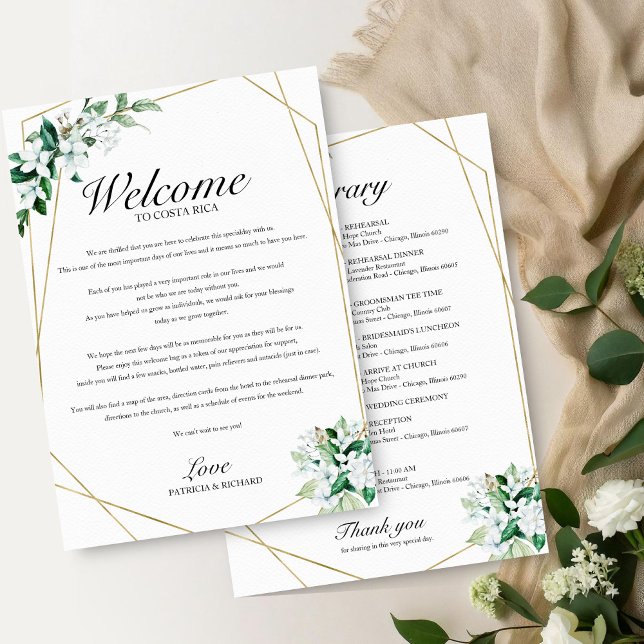 Invitación Itinerario de fin de semana de boda geométrico dor (Subido por el creador)
