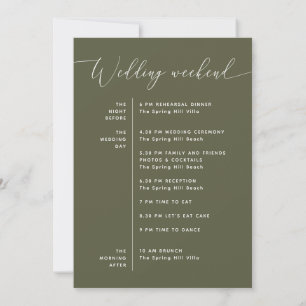 Invitación Itinerario de fin de semana de boda moderno en ver