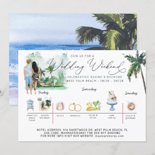 Invitación Itinerario de fin de semana de boda   Playa Tropic