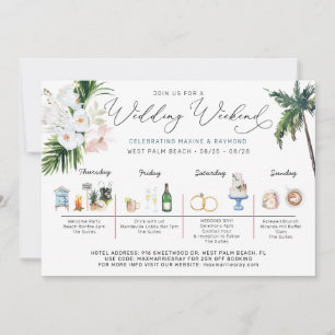 Invitación Itinerario de fin de semana de boda Playa tropic