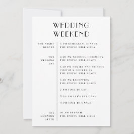 Invitación Itinerario de fin de semana de boda y bienvenida |