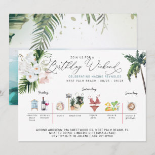 Invitación Itinerario de fin de semana de cumpleaños Palm B