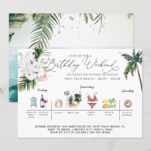 Invitación Itinerario de fin de semana de cumpleaños   Playa 