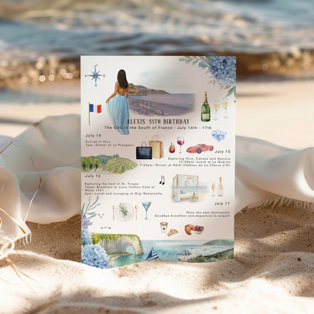 Invitación Itinerario de fin de semana de cumpleaños | Sur de (Subido por el creador)