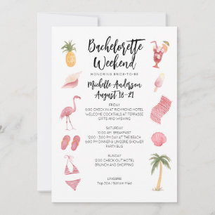 Invitación Itinerario de fin de semana de despedida de solter