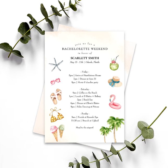 Invitación Itinerario de fin de semana de despedida de solter (Subido por el creador)