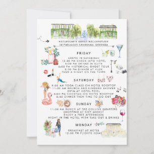 Invitación Itinerario de fin de semana de despedida de solter
