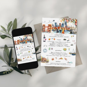 Invitación Itinerario de fin de semana de soltera   Boston