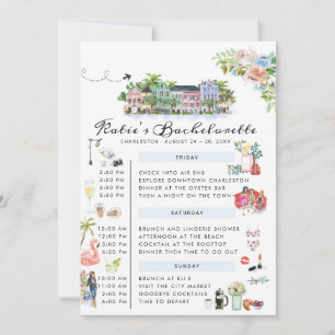 Invitación Itinerario de fin de semana de soltera   Charlesto