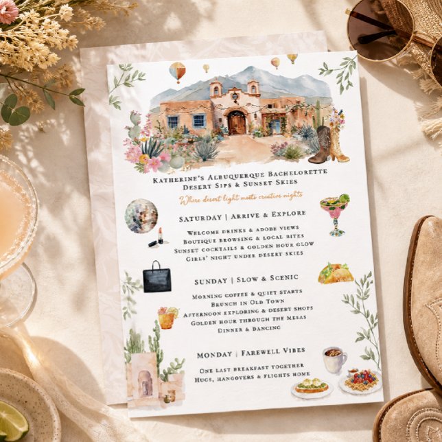 Invitación Itinerario de fin de semana de soltera en Albuquer (Subido por el creador)