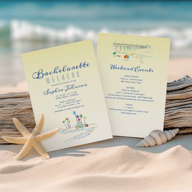 Invitación Itinerario de Fin de Semana de Soltera en la Playa (Subido por el creador)