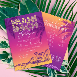 Invitación Itinerario de fin de semana de soltera en Miami Be