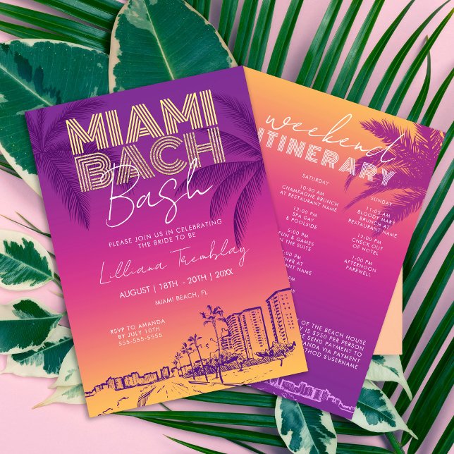 Invitación Itinerario de fin de semana de soltera en Miami Be (Subido por el creador)
