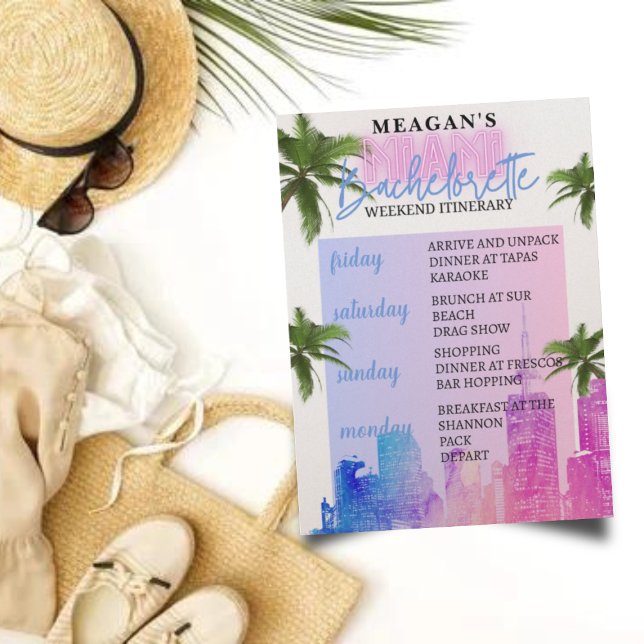 Invitación Itinerario de fin de semana de soltera | Miami Bea (Subido por el creador)