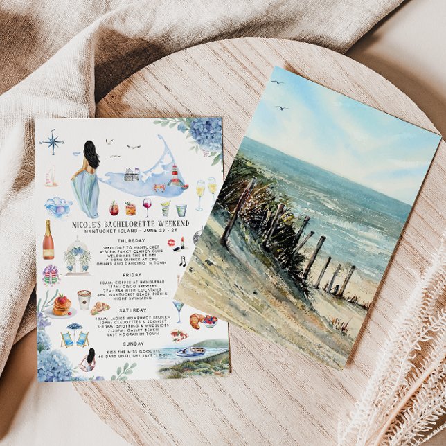 Invitación Itinerario de fin de semana de soltera | Nantucket (Subido por el creador)
