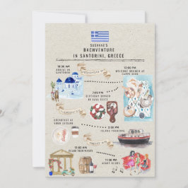 Invitación Itinerario de fin de semana de soltera | Santorini