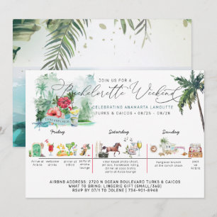 Invitación Itinerario de fin de semana de soltera   Turks y C