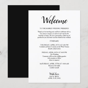 Invitación Itinerario de fin de semana del Boda moderno blanc