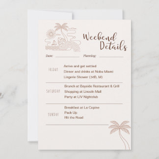 Invitación Itinerario de fin de semana minimalista para despe