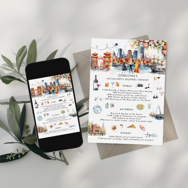 Invitación Itinerario de fin de semana para soltera | Boston (Subido por el creador)