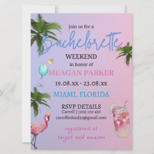 Invitación Itinerario de fin de semana para soltera Miami B