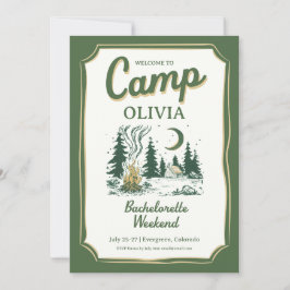 Invitación Itinerario de Glamping Verde para Camp Bachelorett