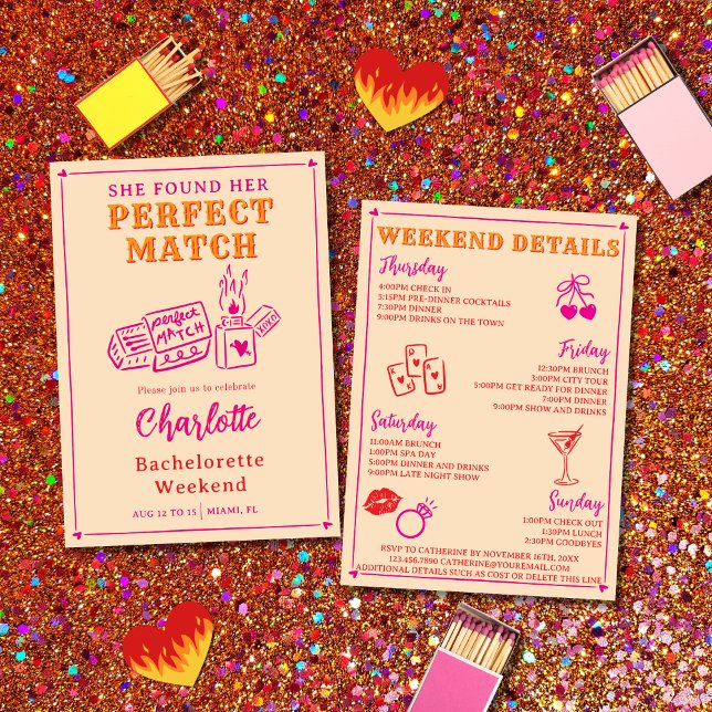 Invitación Itinerario de la fiesta de soltera de The Perfect  (Subido por el creador)