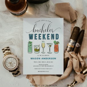 Invitación Itinerario de la fiesta de soltero cóctel vintage 