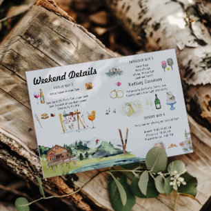 Invitación Itinerario de mapa Boda ilustrado