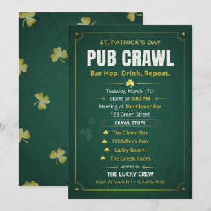Invitación Itinerario de Pub Crawl del Día de San Patricio Ve