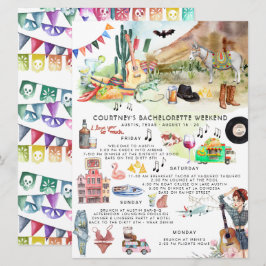 Invitación Itinerario de Soltera | Austin, Texas Fiesta