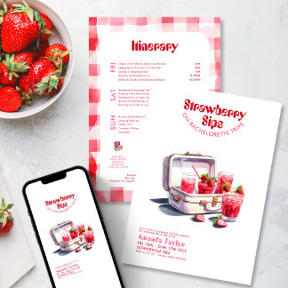 Invitación Itinerario de Soltera de Fresa Viaje de Fin de Sem