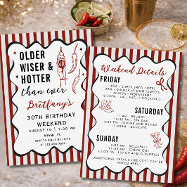 Invitación Itinerario del fin de semana del cumpleaños rojo m