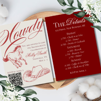 Invitación Itinerario Itinerario de la Bachelorette Roja Occi