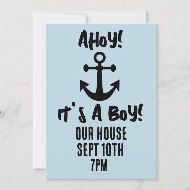 INVITACIÓN IT'S A BOY! ¡AHOY! PERSONALIZADO BABY SHOWER INVIT (Anverso)