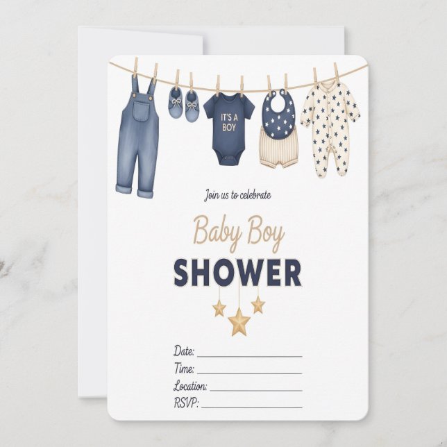 Invitación It's a Boy Baby Shower Invitation  (Anverso)